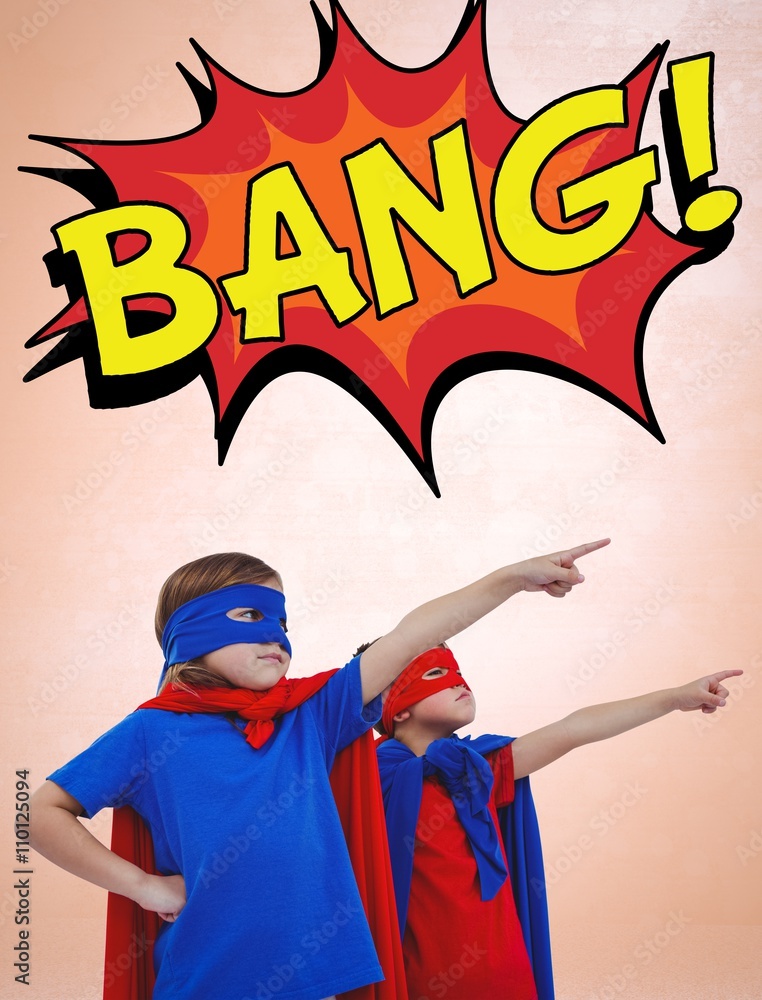 Obraz premium Composite image of masked kids pretending to be superheroes