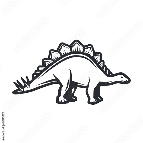 Vector dino Logo concept. Stegosaurus insignia design. Jurassic dinosaur illustration. T-shirt concept on white background