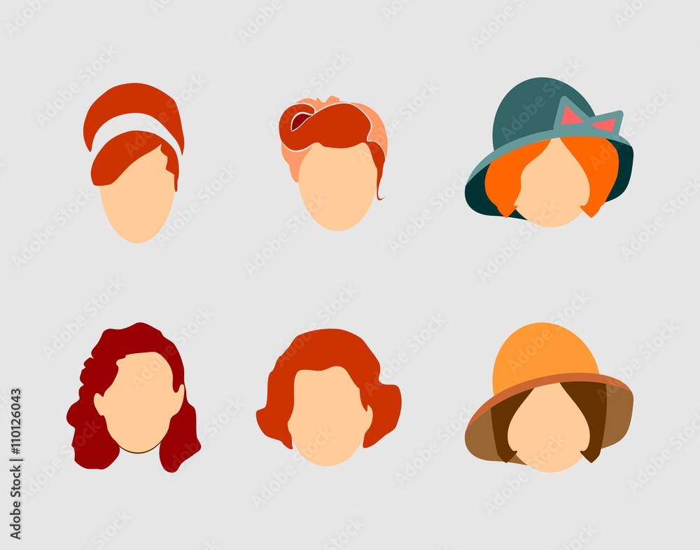 Vector Set: Woman's Hair Style Silhouettes Vector Set: Woman's Hair Style Silhouettes
