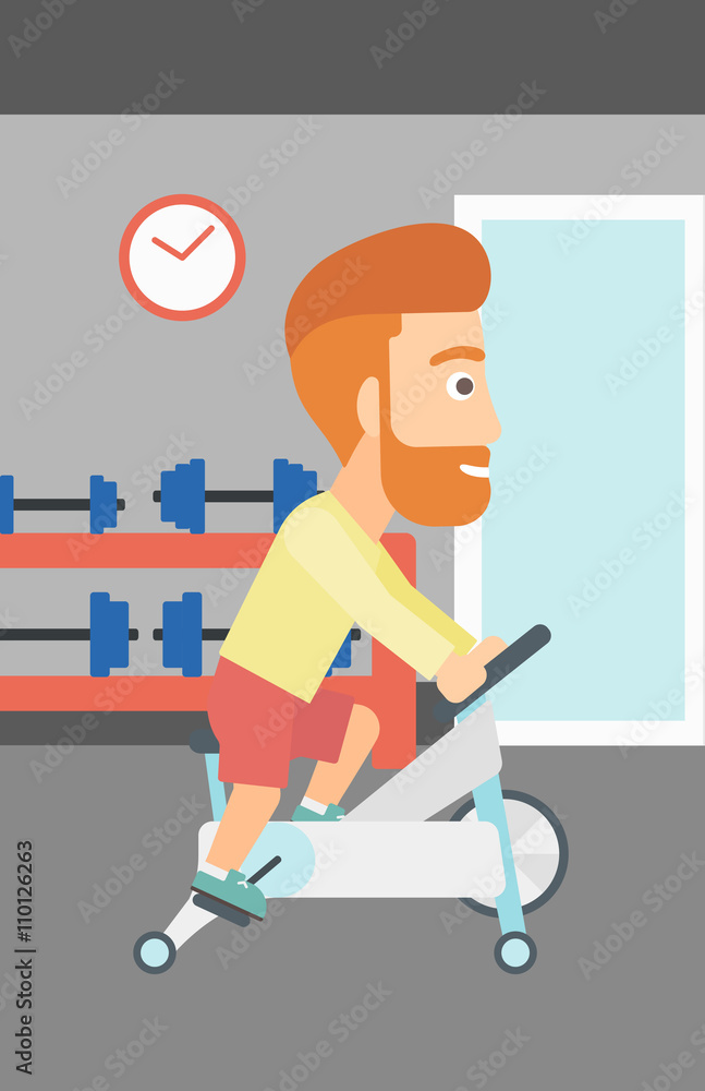 Man doing cycling exercise. Man doing cycling exercise.