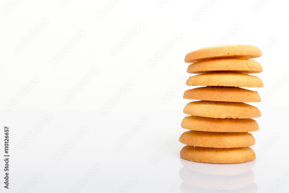 Stack of cookies isolated on white background with copy space Stack of cookies isolated on white background with copy space