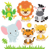 Jungle animals vector illustration
