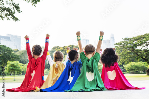 Superhero Kids Aspiration Imagination Playful Fun Concept Fototapet