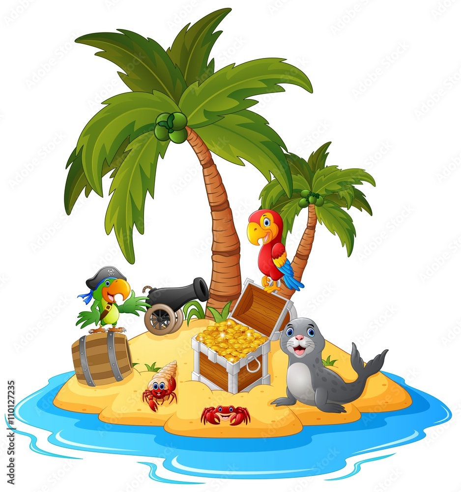 Fototapeta Illustration of treasure island