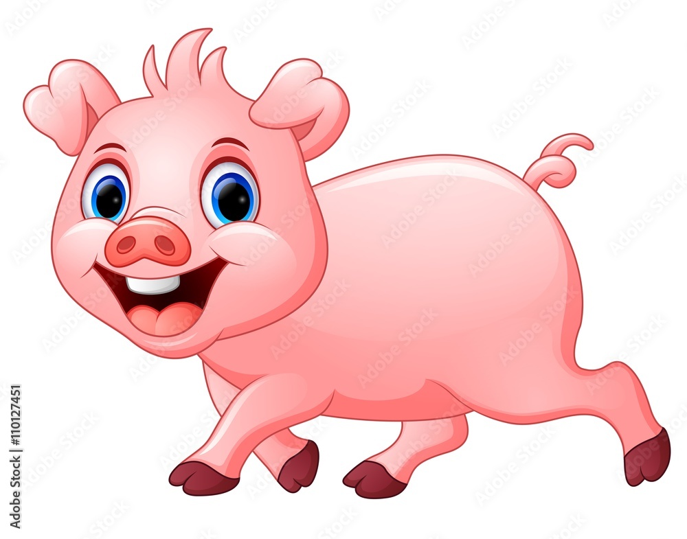 Cartoon happy pig isolated on white background Cartoon happy pig isolated on white background