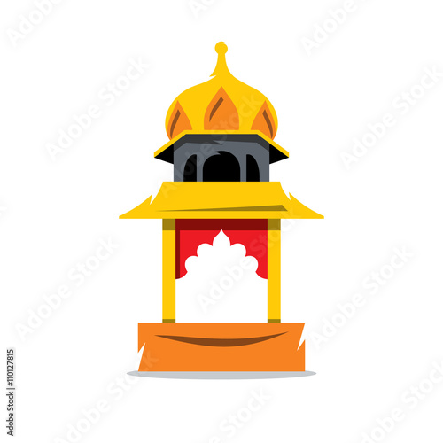 Vector Indian Temple with arch Cartoon Illustration.