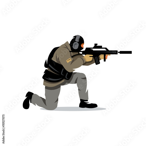 Vector Tactical shooting Cartoon Illustration.