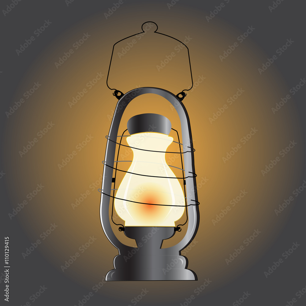 Vintage lantern western decor in the darkness night time Vector