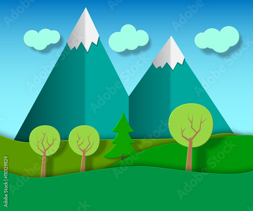 Natural mountain landscape with  snow-capped mountains