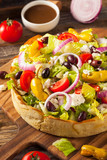 Homemade Greek Salad in a Bread Bowl
