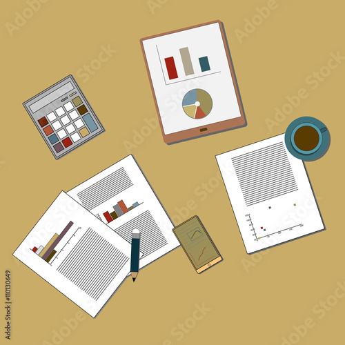 Flat lay - Report on Desktop 