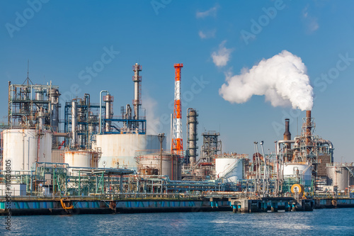 Industrial view at oil refinery plant form industry zone..