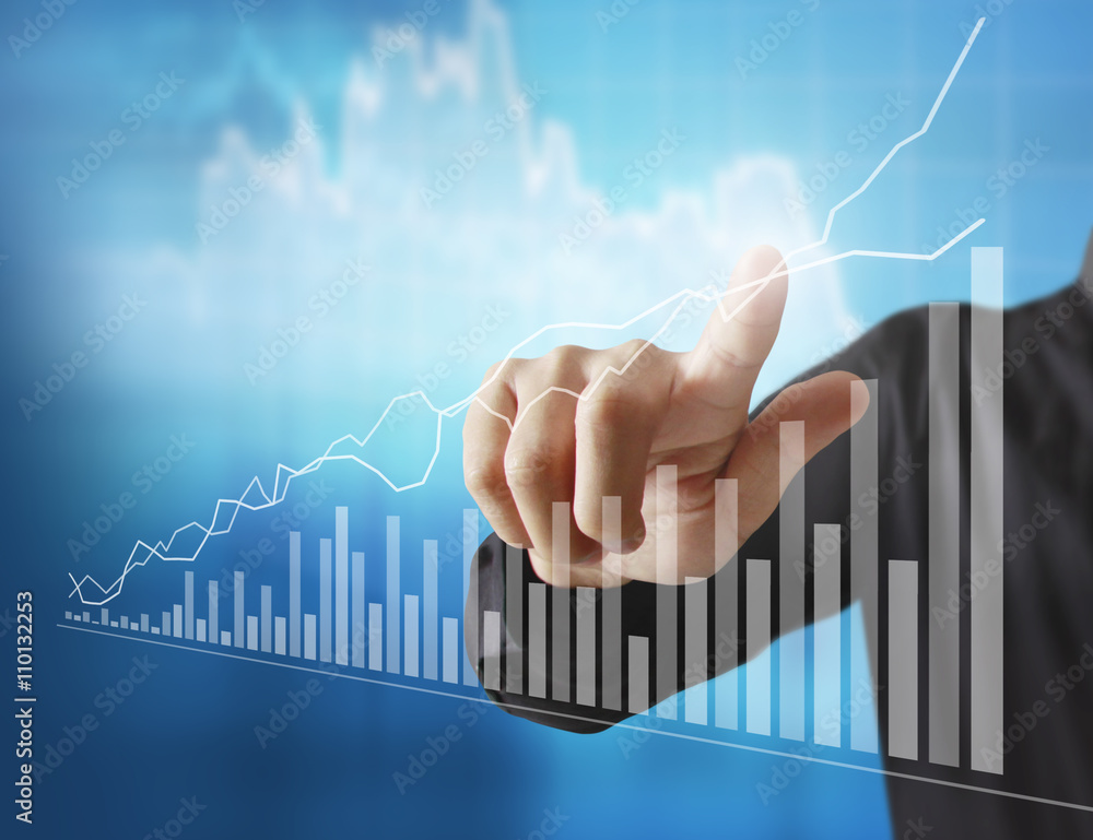 financial symbols coming from hand financial symbols coming from hand