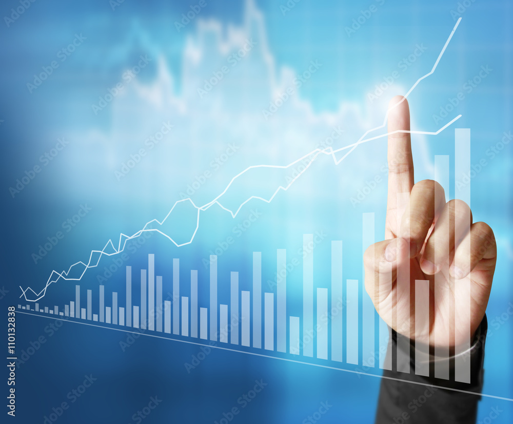 financial symbols coming from hand financial symbols coming from hand