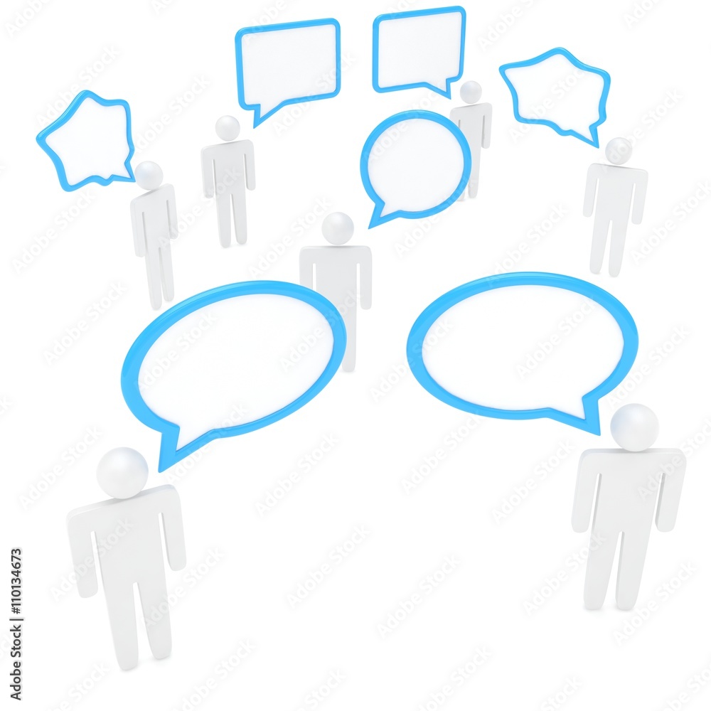 people with talk bubbles isolated over a white background. 3d rendering. people with talk bubbles isolated over a white background. 3d rendering.