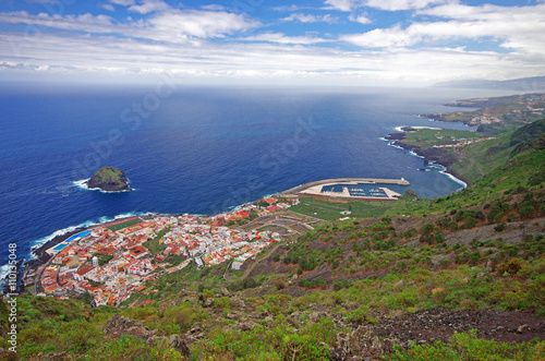 View of Garachico town and blue ocean, Tenerife, Canary islands,