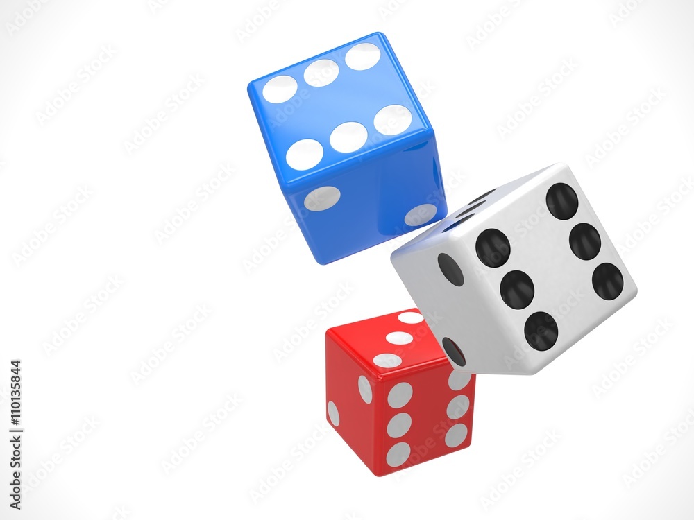 three dices on white background. 3d rendering. three dices on white background. 3d rendering.