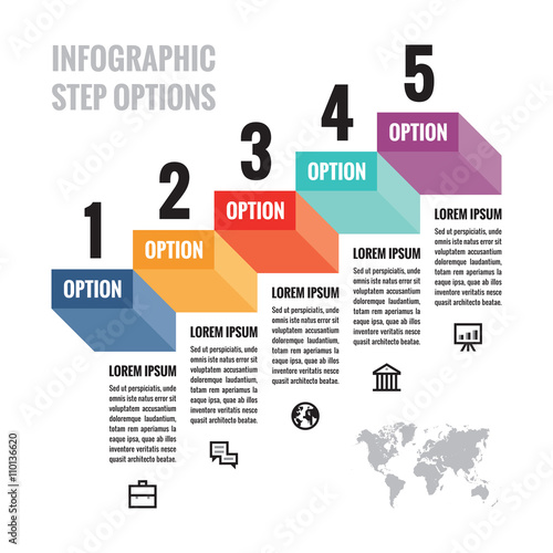 Infographic business concept - step numbered options for presentation, brochure, website and other creative projects. Infographic business concept layout in flat style design. Infographic elements.