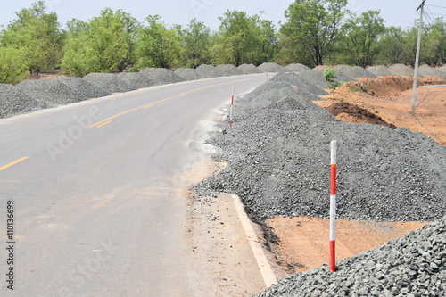 Road Construction Gravel piles; Construction industry; Building materials