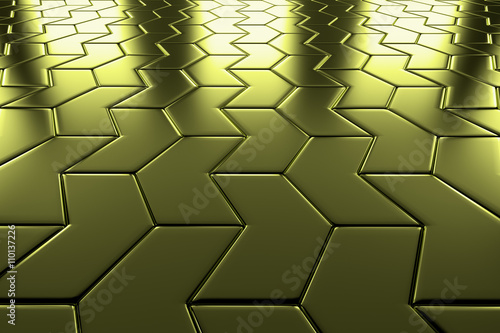Golden arrow blocks flooring perspective view © alexus