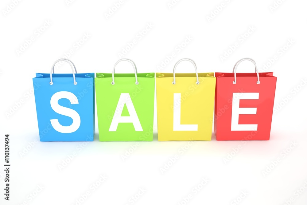 sale written on shopping bag. 3d rendering. sale written on shopping bag. 3d rendering.