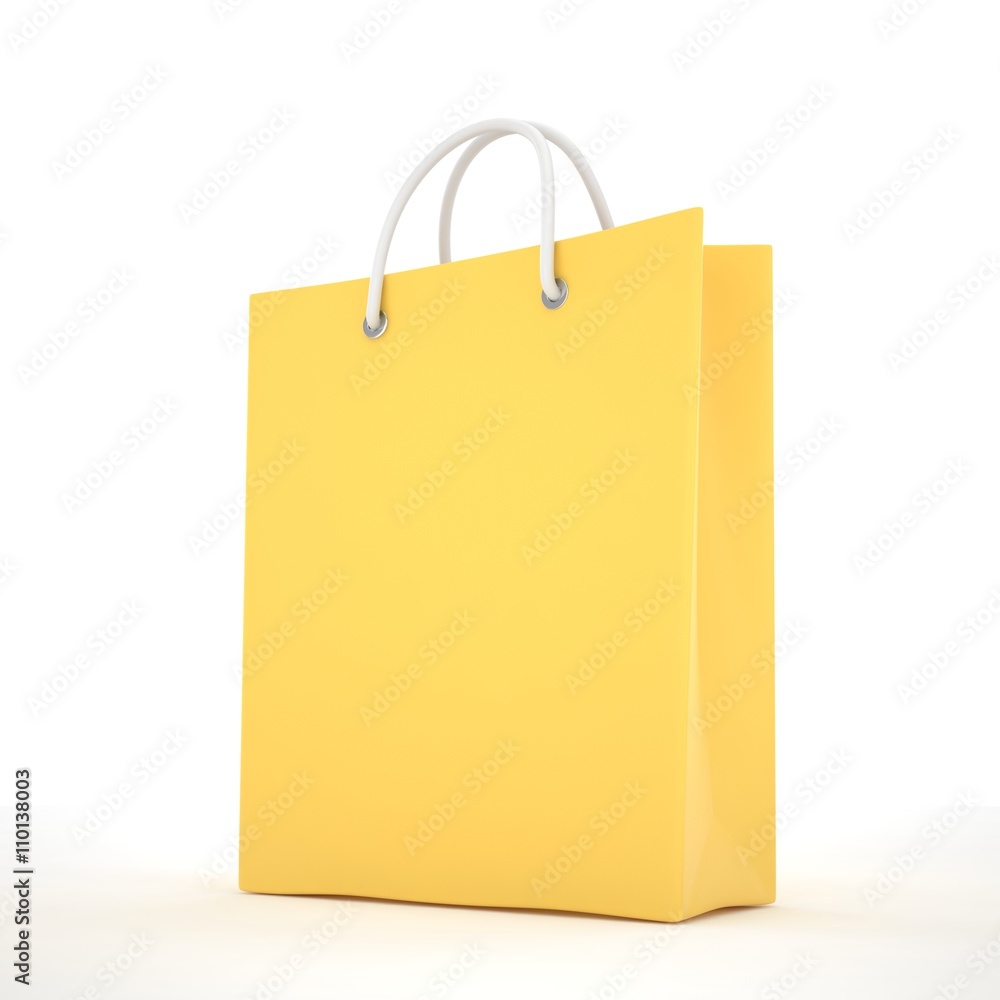 Paper Shopping Bag isolated on white background. 3d rendering. Paper Shopping Bag isolated on white background. 3d rendering.