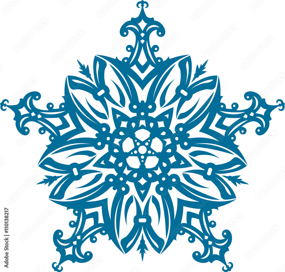Abstract vector blue lace design - five-finger mandala, ethnic d Abstract vector blue lace design - five-finger mandala, ethnic d