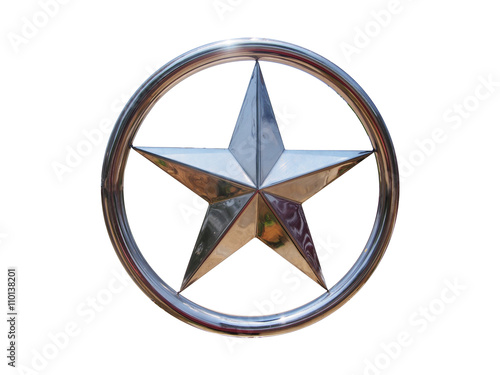 round silver star isolated on white background