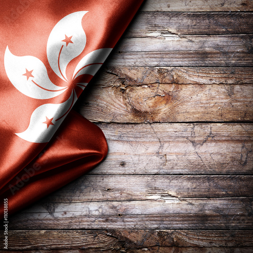 Flag of Hong Kong on wooden boards