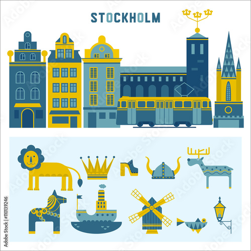 Vector set of design elements in Stockholm