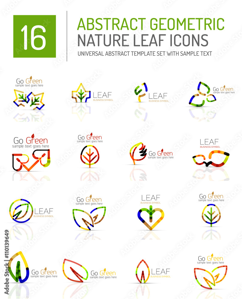 Geometric leaf icon set Geometric leaf icon set