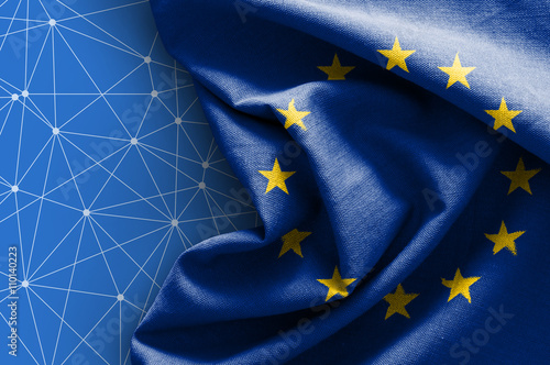 Flag of Europe on connections background photo