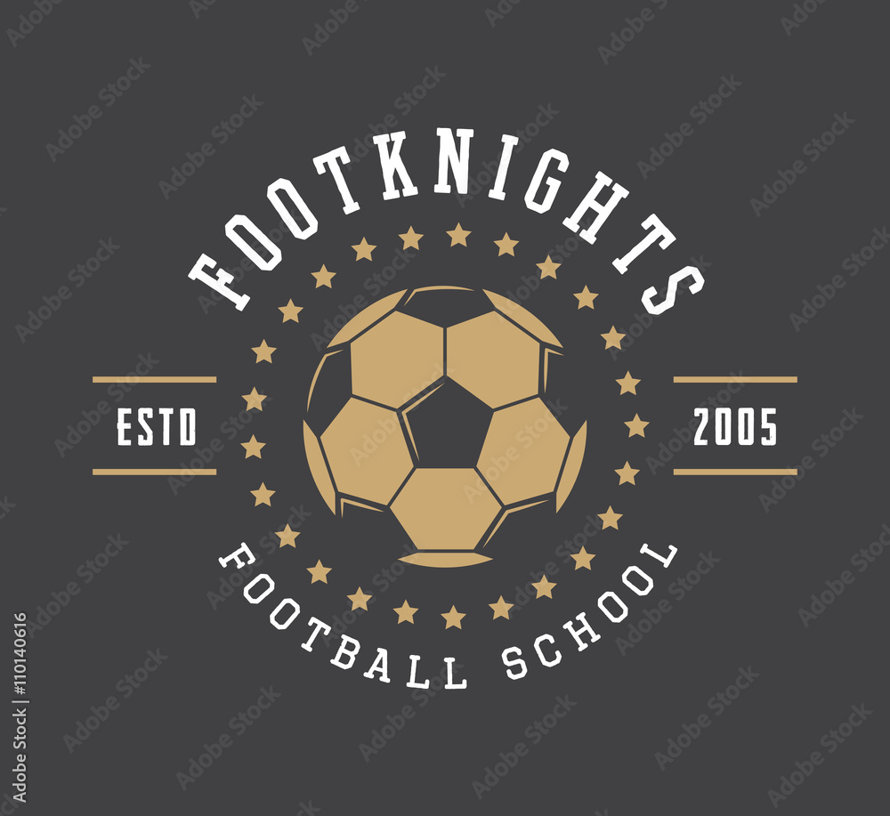 Fototapeta premium Vintage soccer or football logo, emblem, badge, label 