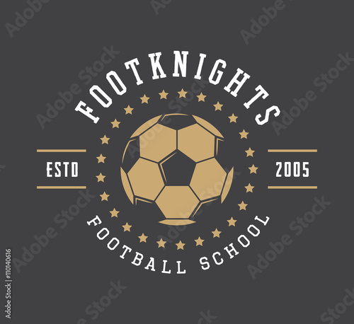 Vintage soccer or football logo, emblem, badge, label 