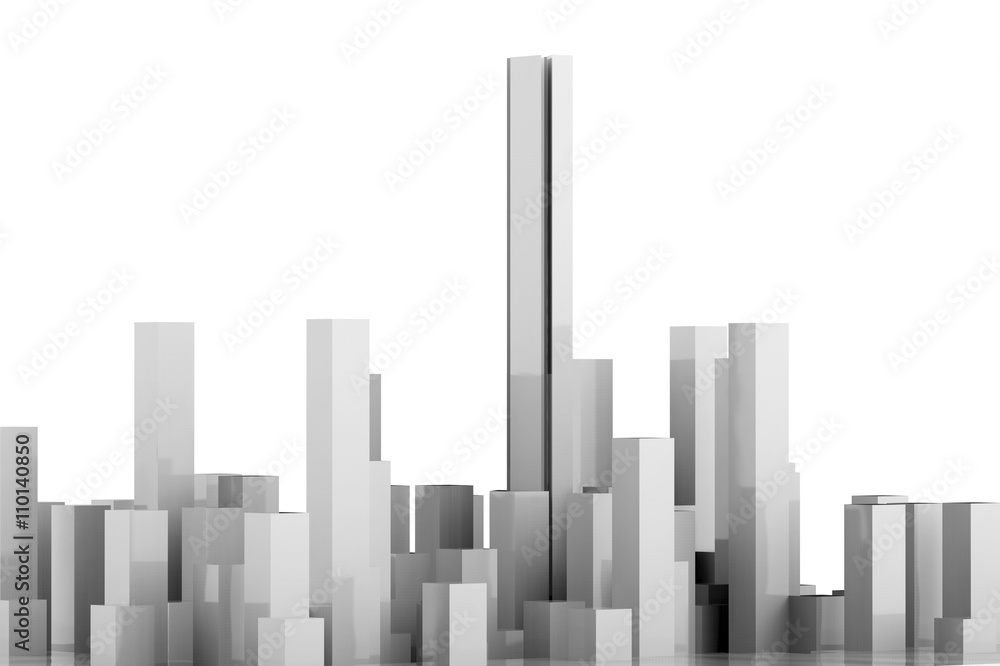 high rise buildings on white background