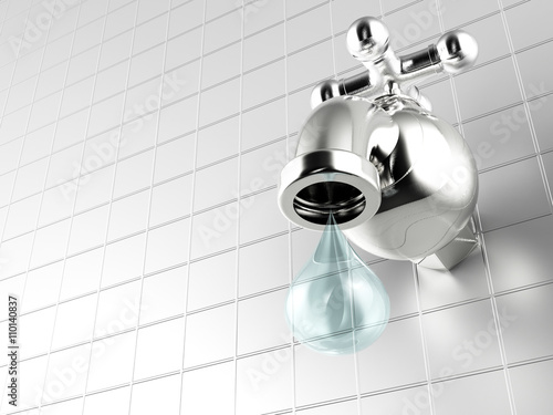 Tableau sur toile water tap with water drop