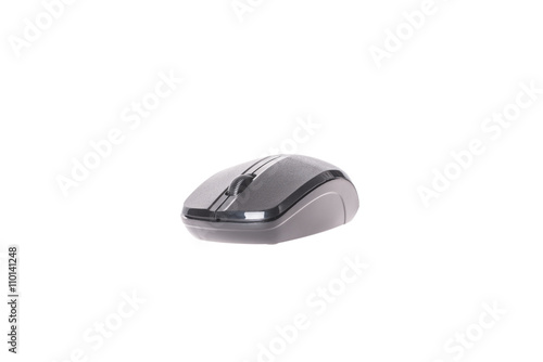  Black computer mouse  on white background