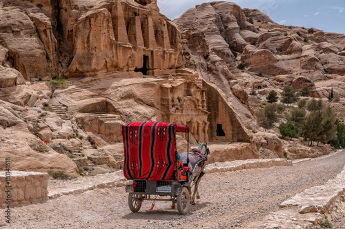 Картината върху платно Tourist transport (carriage) near entrance to famous Petra site