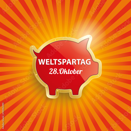 Golden Piggy Bank Retro Sun Weltspartag