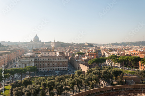 Areal view of Vatican City with St. Peter's Basilica. Rome, Italy.