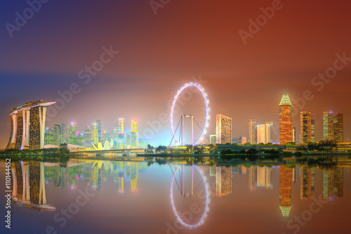 Singapore Skyline and view of Marina Bay