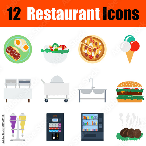 Flat design restaurant icon set
