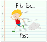 Flashcard letter F is for fast