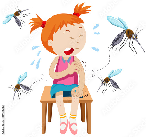 Girl got bitten by mosquitoes photo
