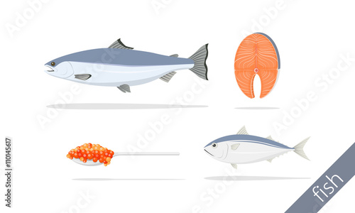 salmon fillet caviar and thai mackerel