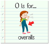 Flashcard letter O is for overalls