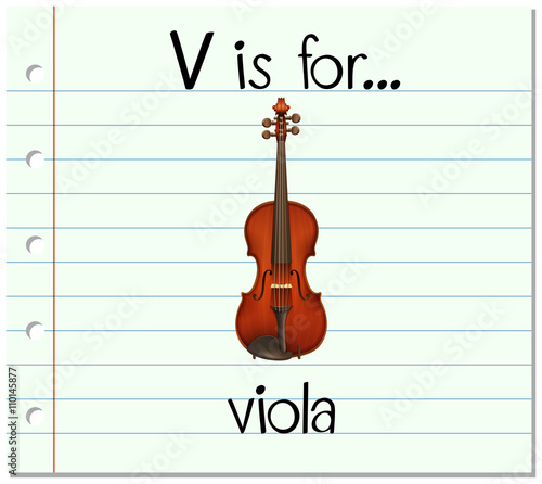 Flashcard letter V is for viola