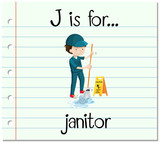 Flashcard letter J is for janitor