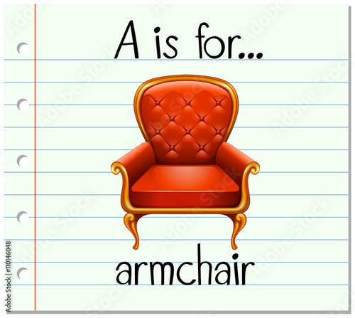 Flashcard letter A is for armchair