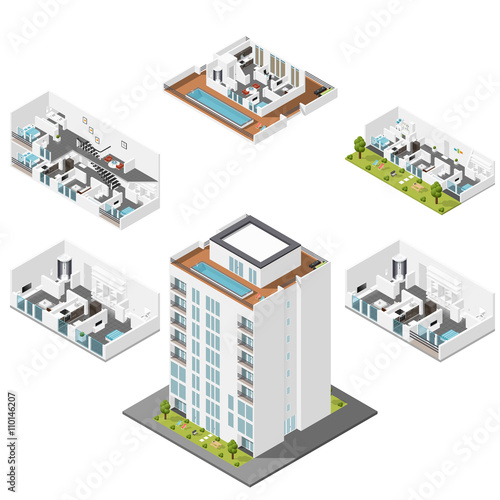 Residential house with apartments in a cut